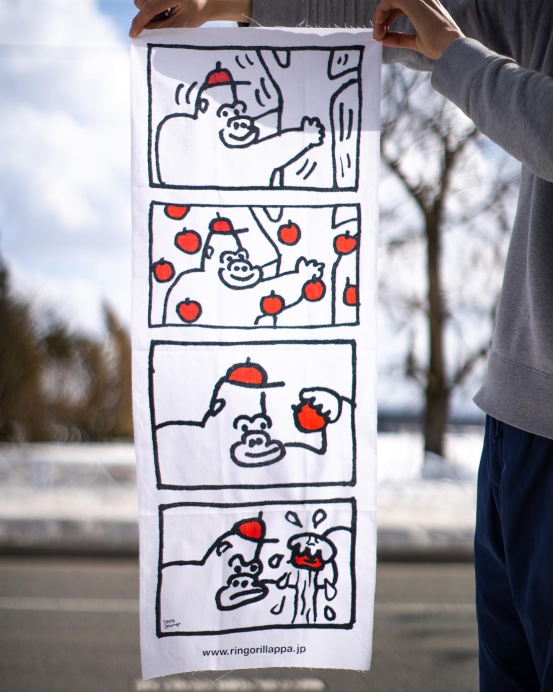 手ぬぐい　りんごりらっぱ